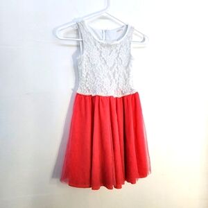 Elegant White and Salmon Pink Kids Dress